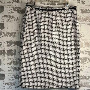 Brooks Brothers Black and White Geometric Pencil Skirt